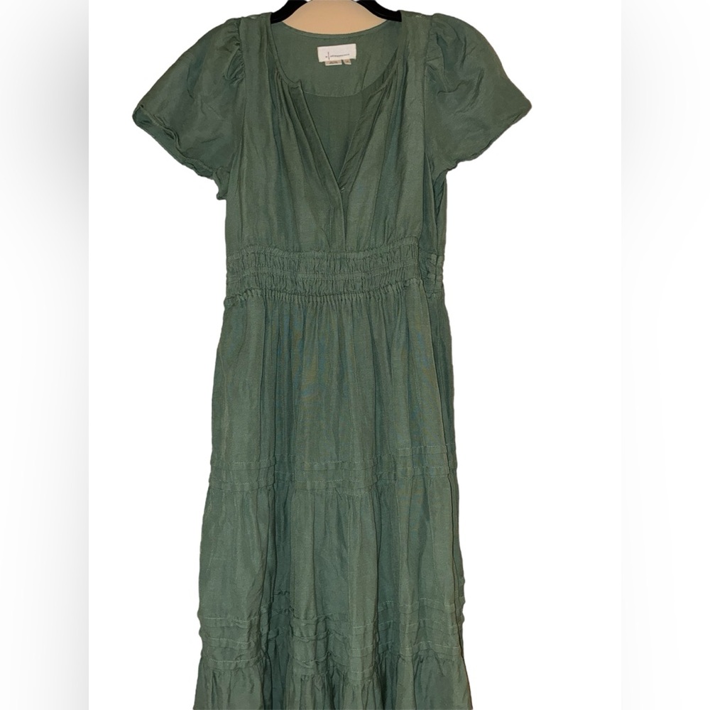 Anthropologie Somerset Linen Blend Maxi Dress in Sea Foam Green Size Medium - Picture 4 of 7